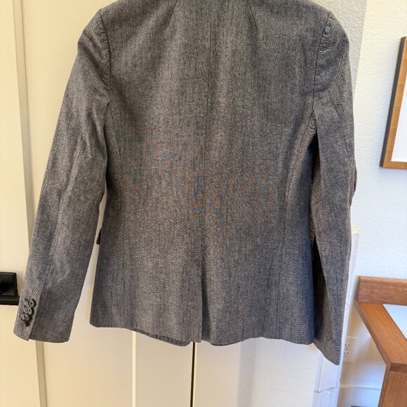 J.Crew Navy Blue single button Blazer Structured Tailored size 0 cotton stretch - Picture 2 of 5